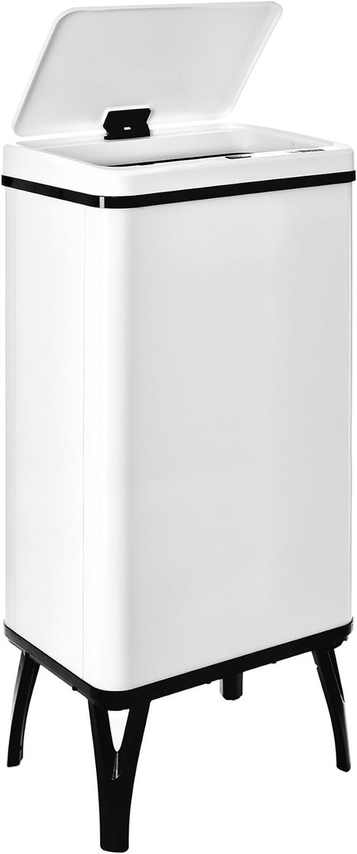 SnelShoppen - Automatische Prullenbak met Sensor, 50 Liter, Wit, Handcontact, Soft-Close, Vouwbaar, Ideaal voor Keuken, Feest en Tuin