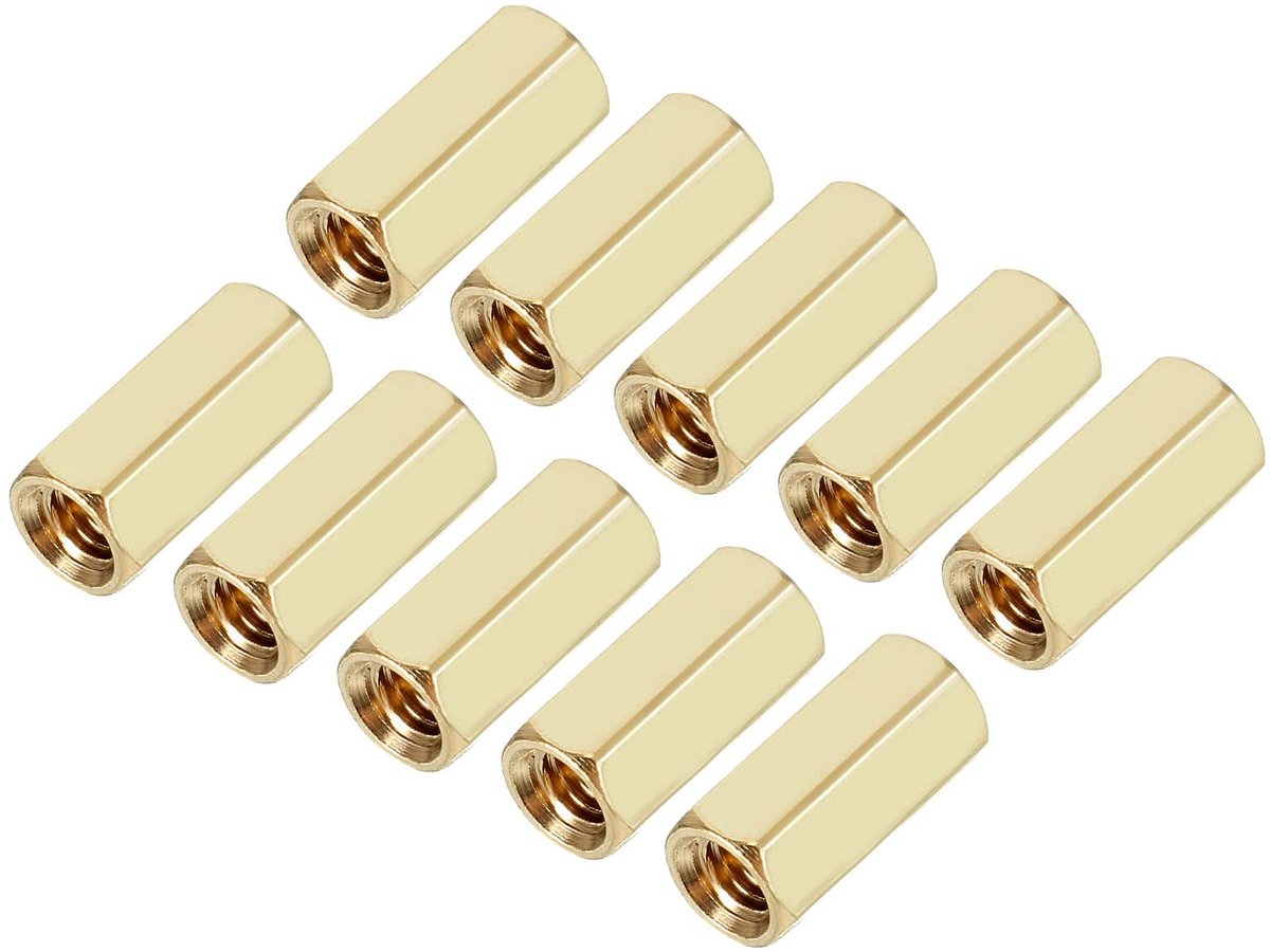 50 stuks messing zeshoekige rechte afstandhouders afstandhouders afstandhouders met binnendraad | bevestiging moederbord geweldig voor elektronica-industrieën (M3 x 5 x 10mm)