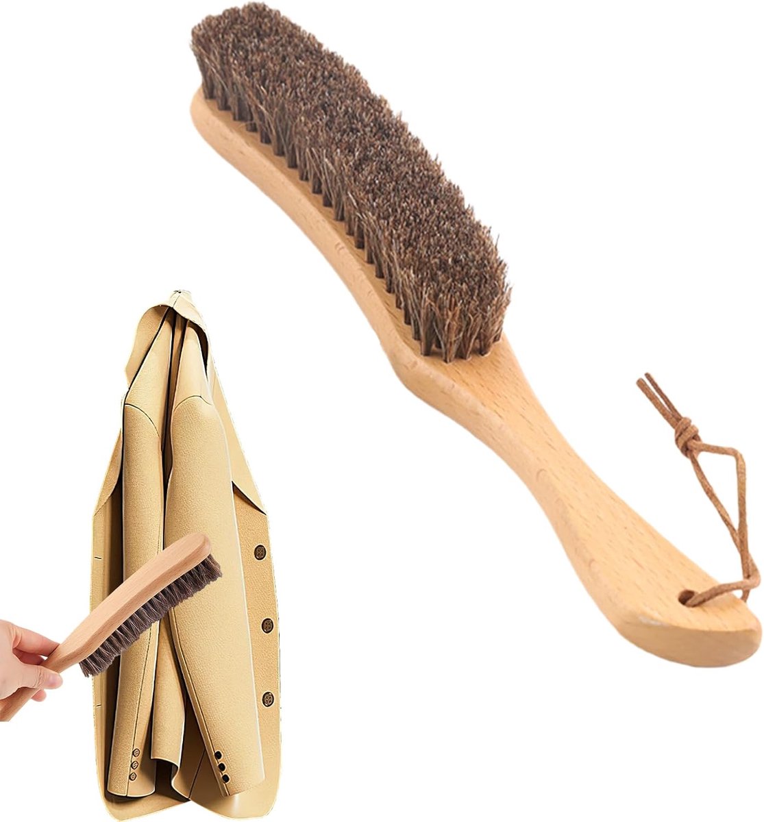 pluisborstel, wolborstel, wildzwijnharen, borstel voor pakken (bruin)