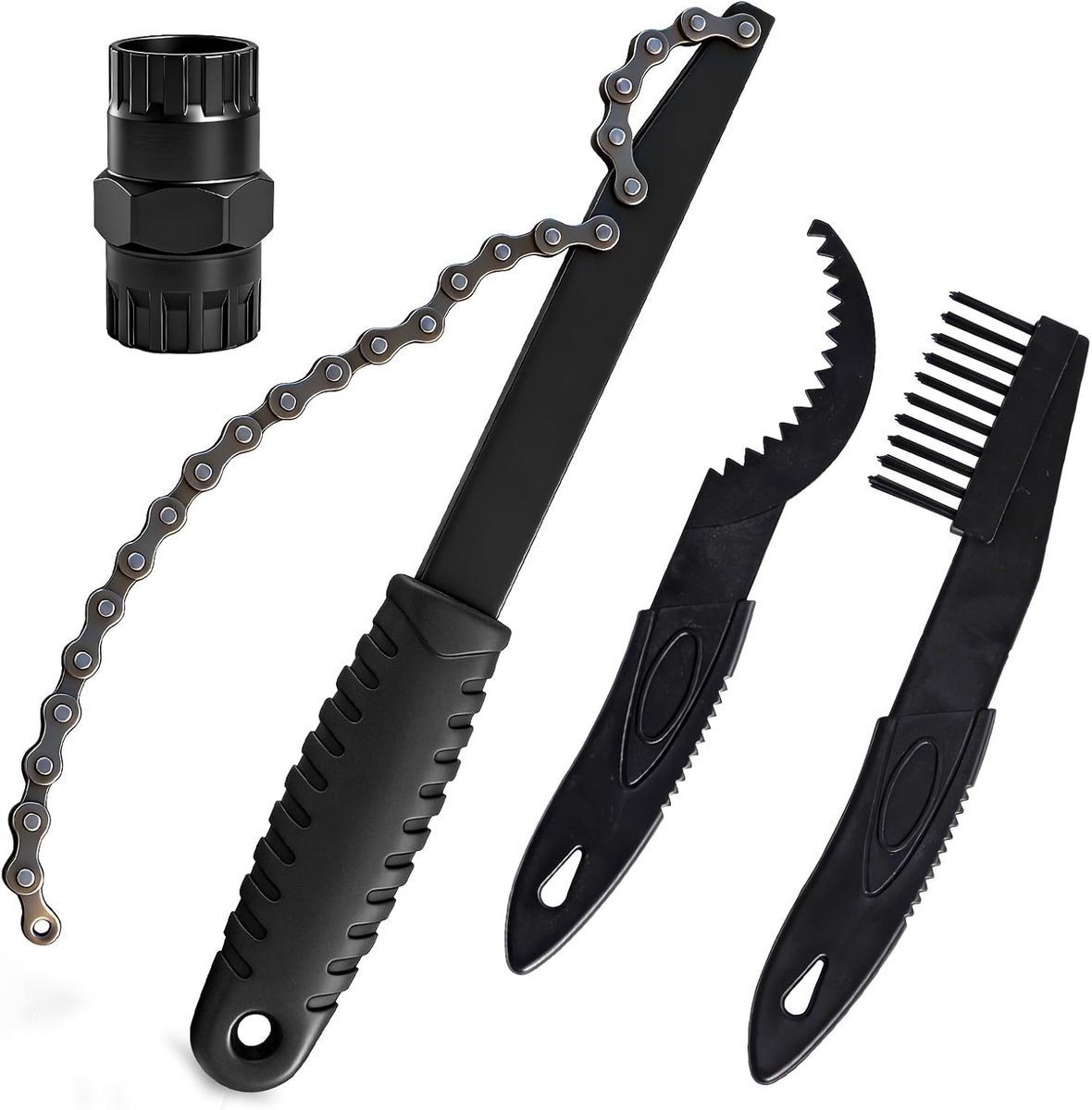 Fietskettingzweep met tandwieltrekker, schroefkranstrekker, kit, fietscassettetrekker, fietsgereedschap voor 7, 8, 9, 10, 11, 12-voudige cassette