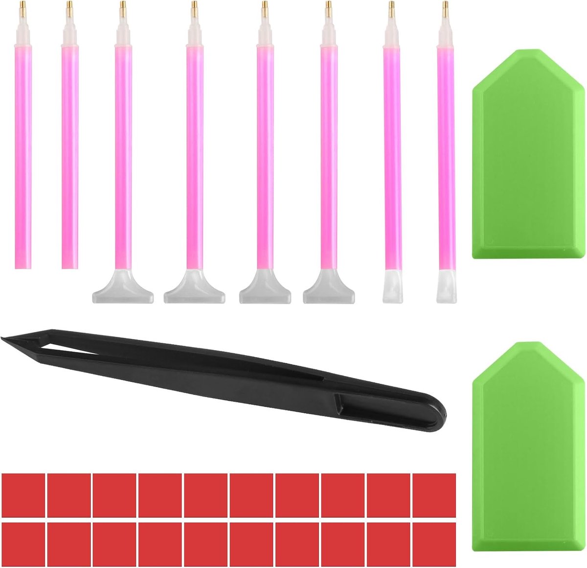 31 stuks 5D Diamond Painting Accessoires Kit: 8 STK voor Diamond Painting Pen Accessoires Set, 20 Lijmklei, 2 Trays & 1 Pincet, voor DIY Diamond Painting Nail Arts and Crafts Craft