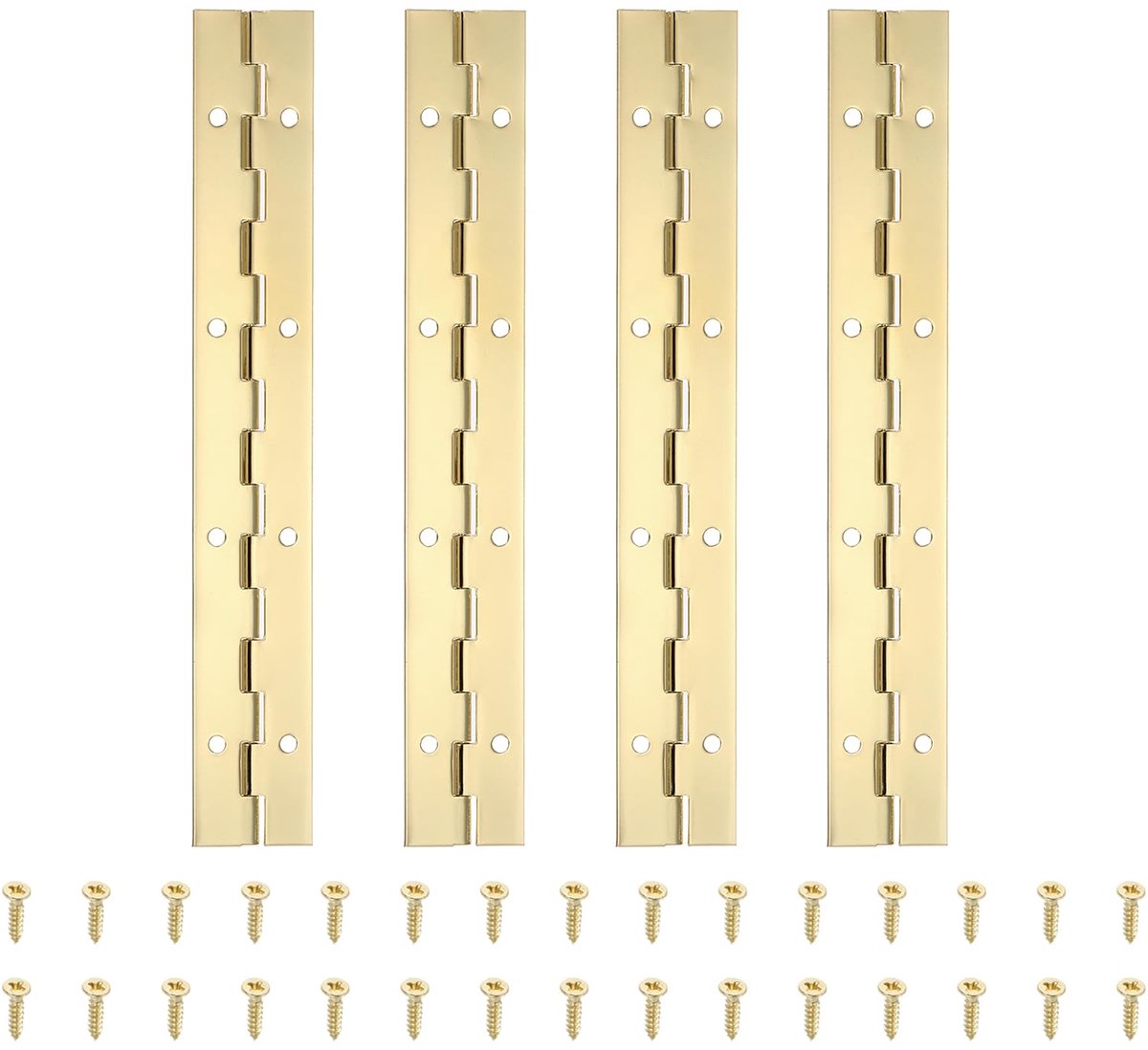 Pianoscharnier, 4 stuks 304 roestvrij staal continu scharnier met gaten voor pianopoortdeur, houten opbergdoos, kast, boot, goud