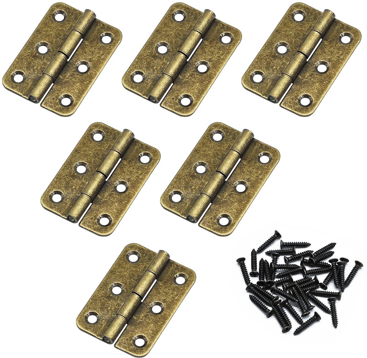Scharnieren 2 inch vouwbare scharnieren verdikte houten deurscharnier met 38 stuks antieke scharnierschroeven voor huismeubilair hardware kast kledingkast lade houten doos