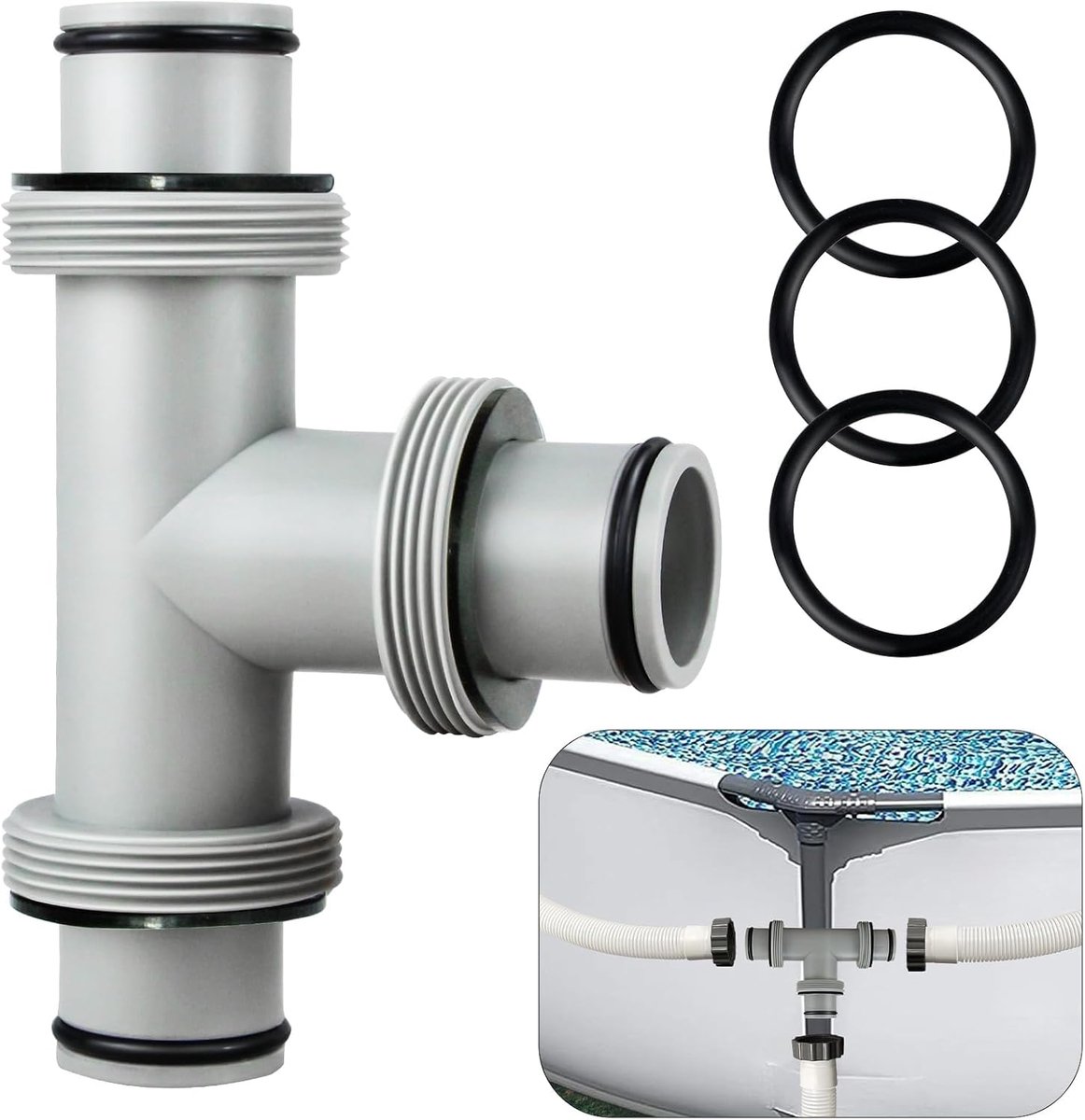 zwembadslangverbinder Ø 38 mm, zwembadslangverbinder Ø 38 mm, 3-weg zwembadslangverbinder, zwembadslangadapter, zwembadslangverbinder (T-stuk 3,8 cm)