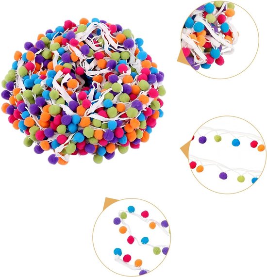 pompon trimbal, franjes, trimband voor kleding, accessoires, handwerk, 5 m naai-band — afbeelding 3