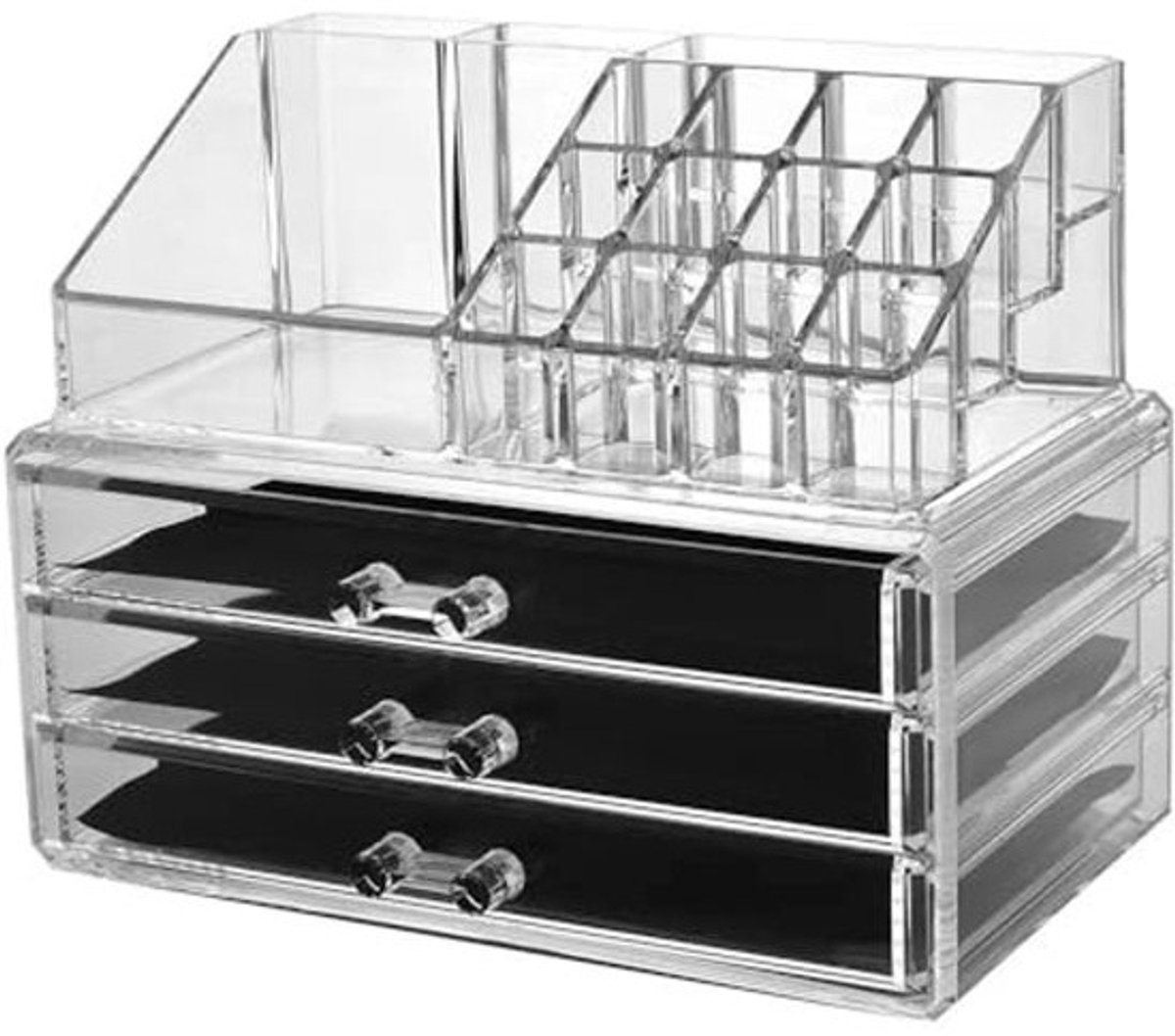 Transparante Acryl Make-up Organizer met 3 Lades – Cosmetica- en Sieradenhouder voor Badkamer en Make-uptafel