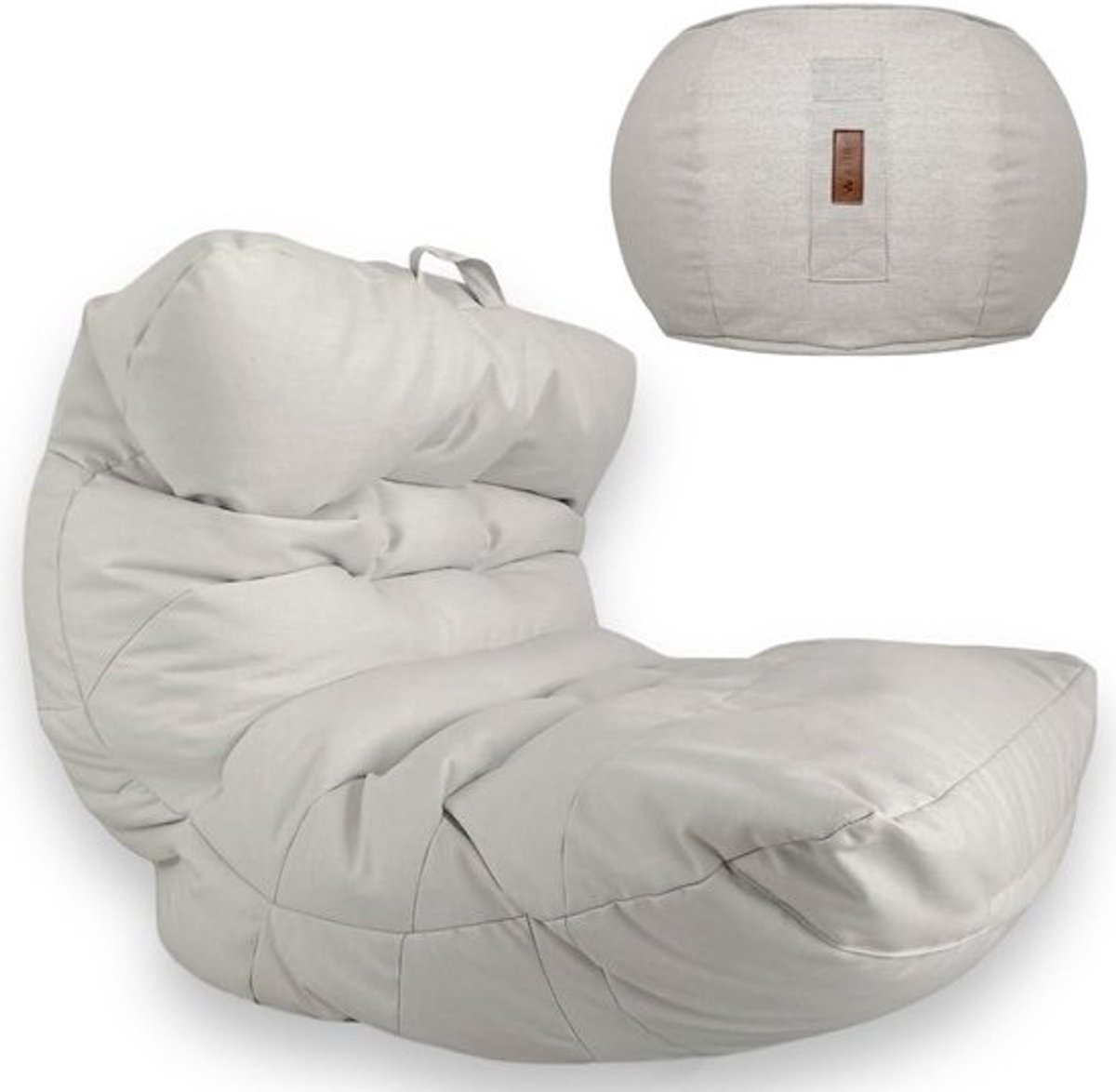 Luxe Zitzak - Bean Bag Set - Tuin Terras Gebruik - Waterbestendig Ontwerp - XXL 90x90x80 cm - Donkergrijs Beige