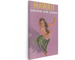 Artaza Canvas Schilderij Hula Danseres Hawaii - 120x180 cm - Groot - Vintage Wanddecoratie United Airlines - Muurdecoratie Retro Reisposter - Decoratie Woonkamer