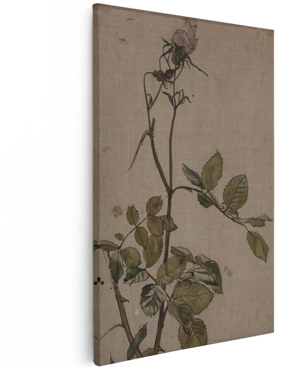 Artaza Canvas Schilderij Bloemen Schilderij - 120x180 cm - Groot - Wanddecoratie Vintage Roos - Muurdecoratie Brocante - Decoratie Woonkamer
