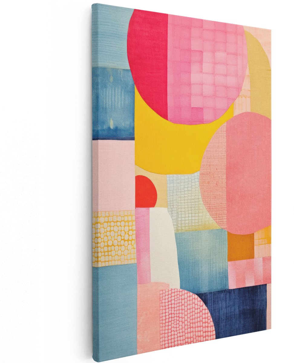 Artaza Canvas Schilderij Abstract - 120x180 cm - Groot - Wanddecoratie Modern - Muurdecoratie Kleurrijk - Decoratie Geometrisch - Roze