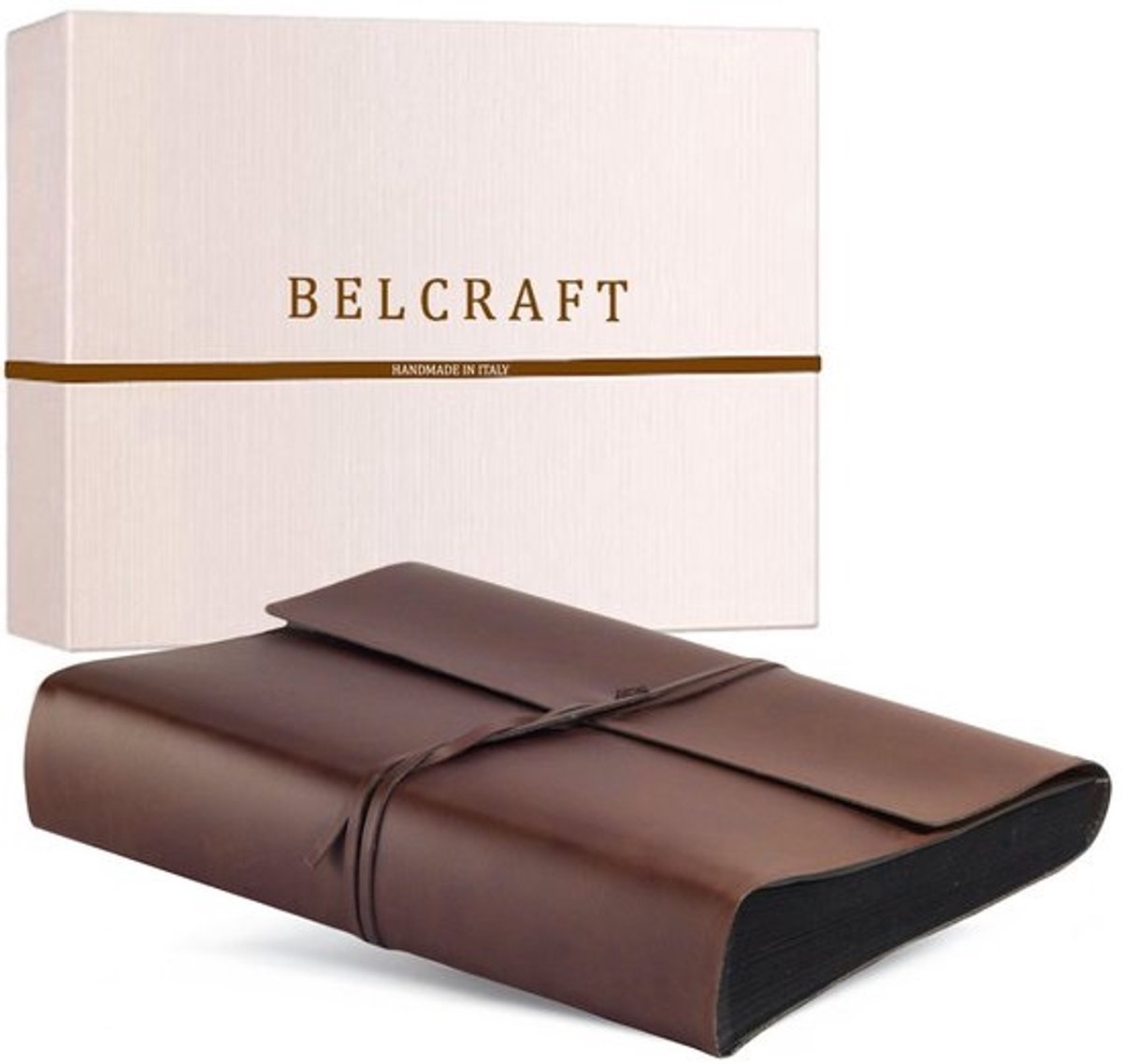 Fotoalbum Gerecycled Leer A4 23x30 cm Bruin - Handgemaakt - 100-200 Foto's - Zwart - Incl. Geschenkdoos