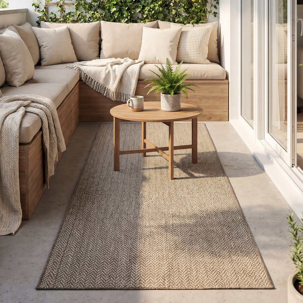 Fraai Balkonkleed - Malta Arrow Naturel - 80x350cm