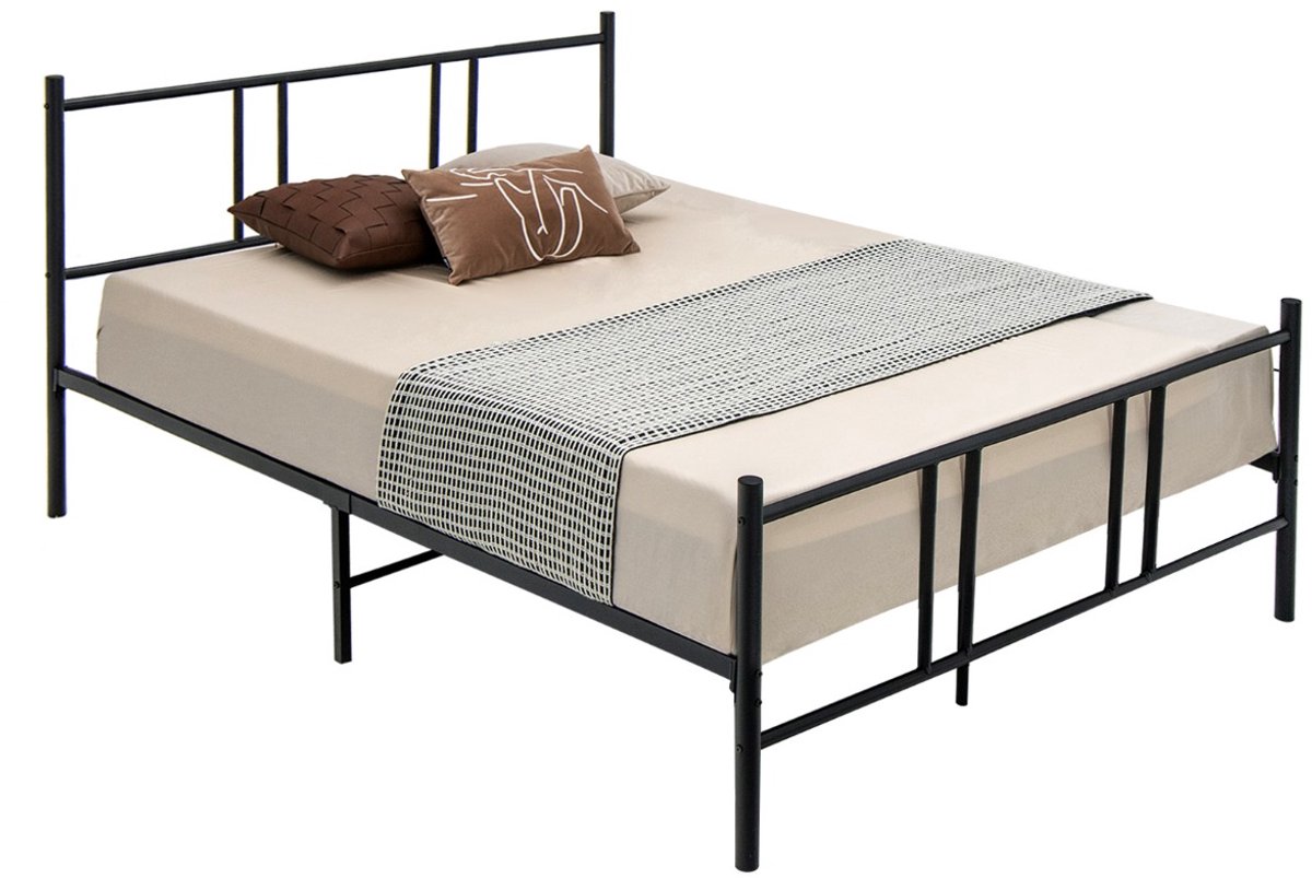 SureDeal® - Bedd - Metalen Bedframe - Hoofdbord - Voetbord Zware Stalen - 209x164x101 cm - Zwart