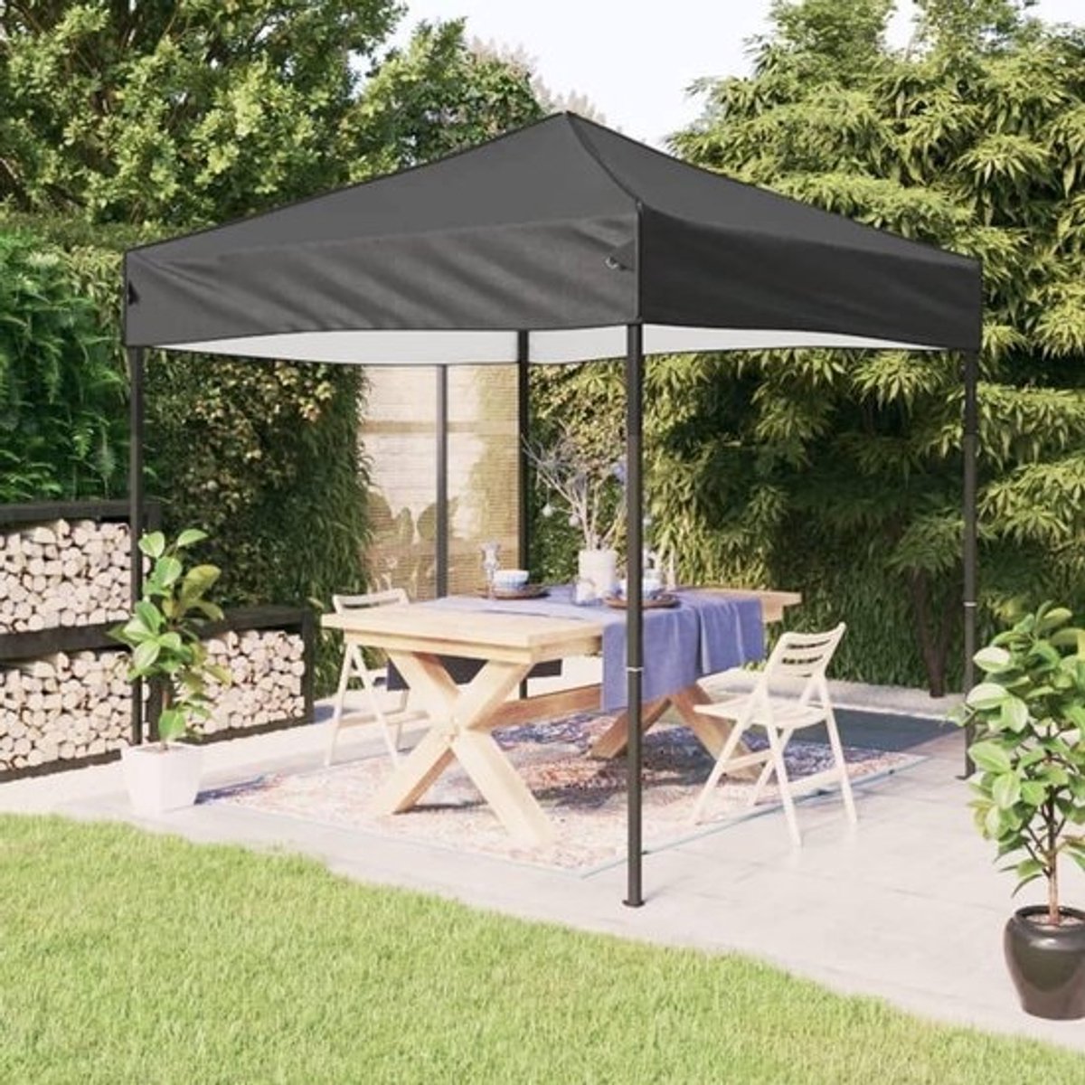 Opvouwbare Partytent - Paviljoen Tuinfeest - Outdoor Evenementen - UV-bestendig Waterafstotend - 3x3 Meter - Antraciet