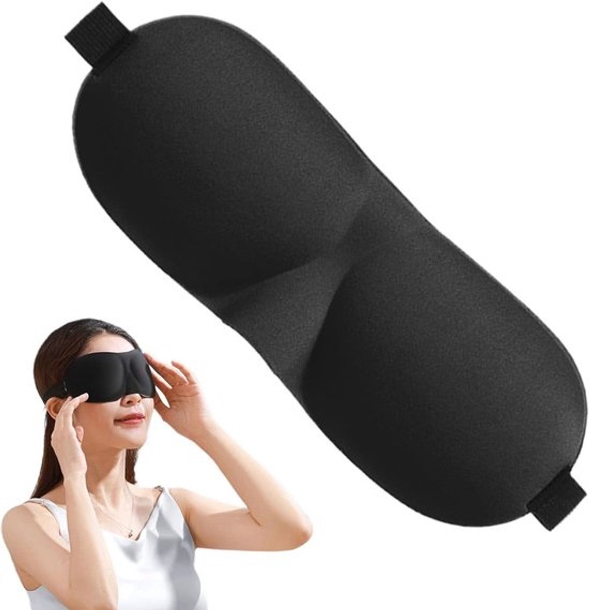 Slaapbril - Oogmasker - Ontspannen slapen - 3D ontwerp - 23.5 x 9 cm - Zwart