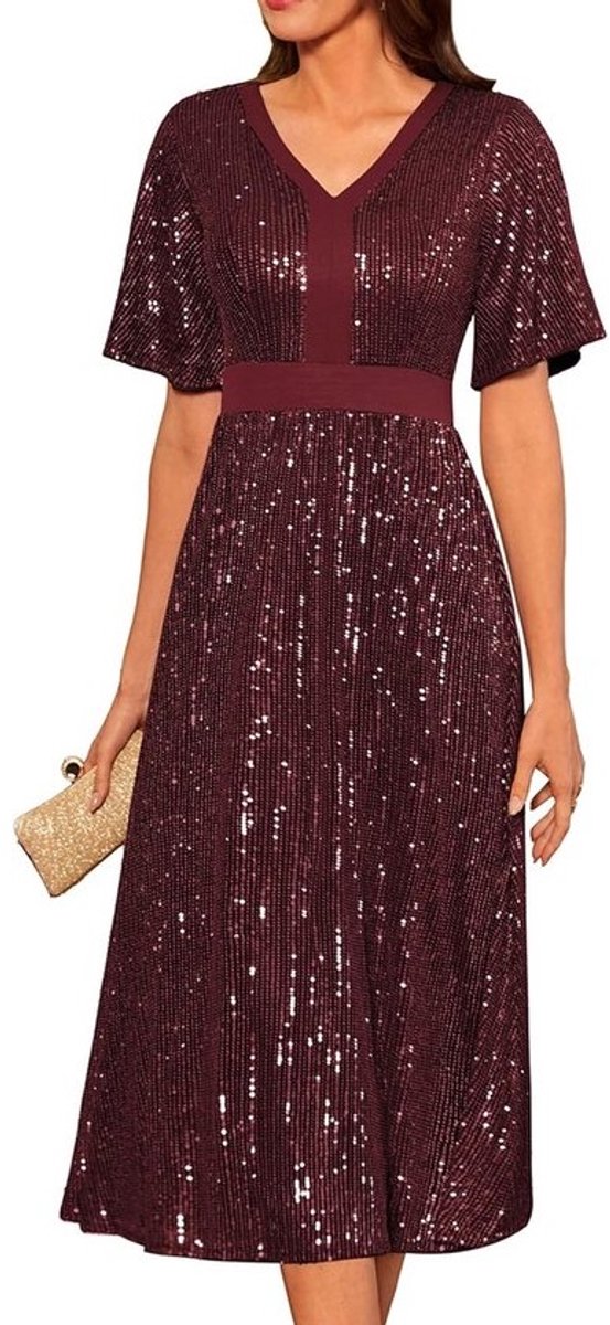 Elegante Paillettenjurk Lange Mouwen voor Dames - Feestelijk & Cocktail