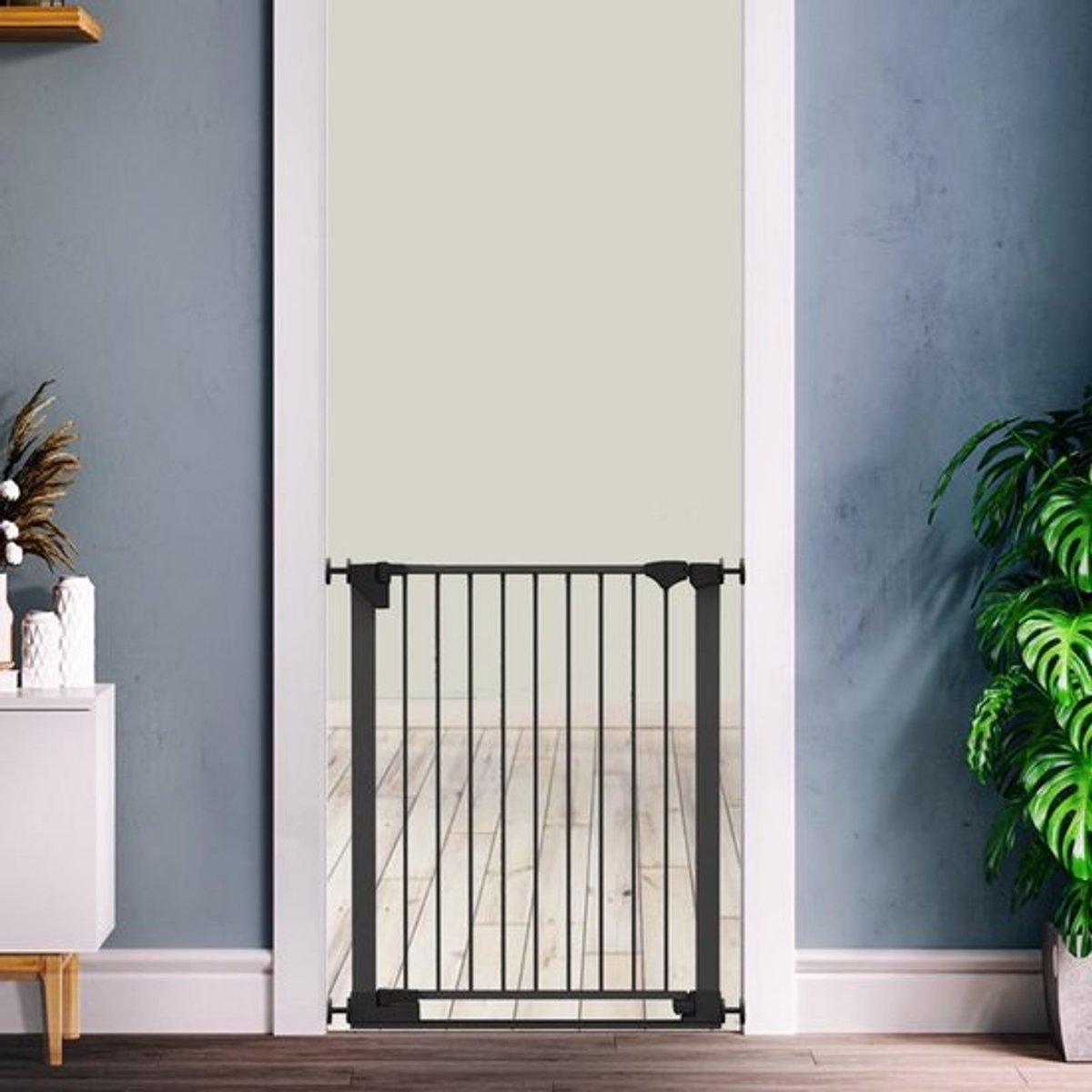 Extra Breed Zwart Kinderhek voor Trap en Deuropening (96-103cm) - Laag Instapmodel