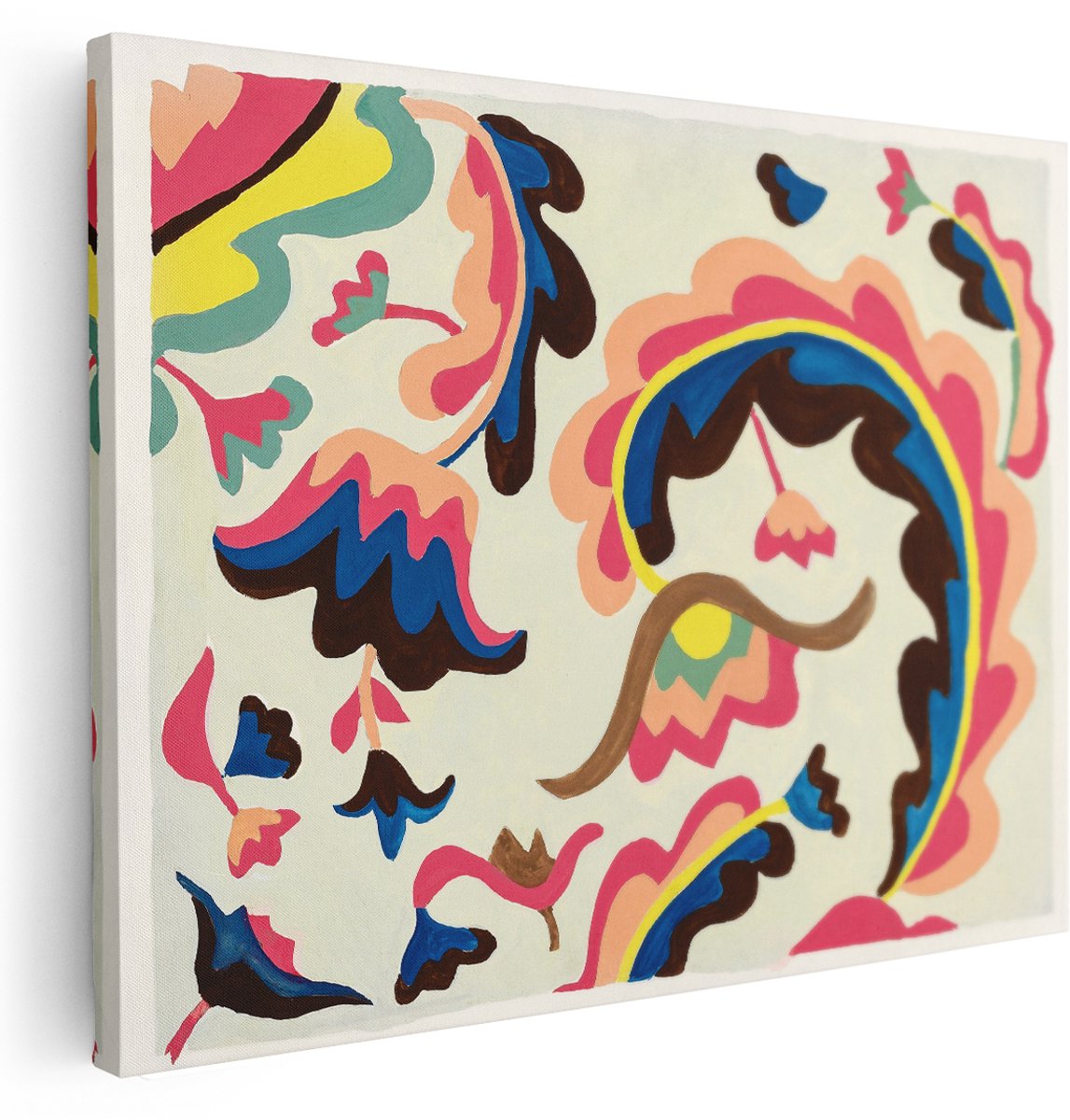 Artaza Canvas Schilderij Abstracte Bloemen - 160x120 cm - Groot - Wanddecoratie Modern - Muurdecoratie Vintage - Decoratie Kleurrijk - Kamer Accessoires