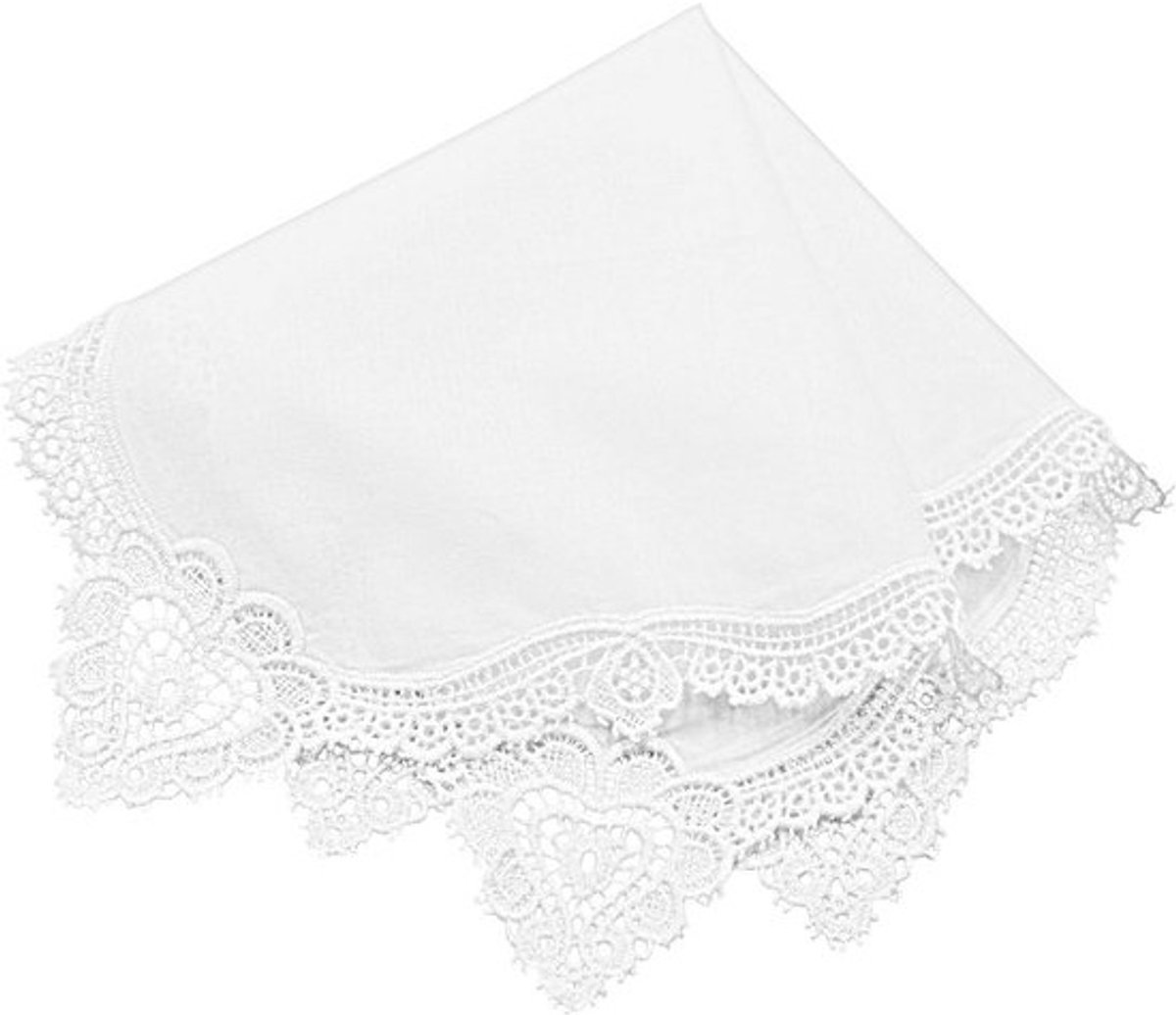 Witte, Kanten Huwelijkszakdoek van Zuiver Katoen - Zachte Damesaccessoire