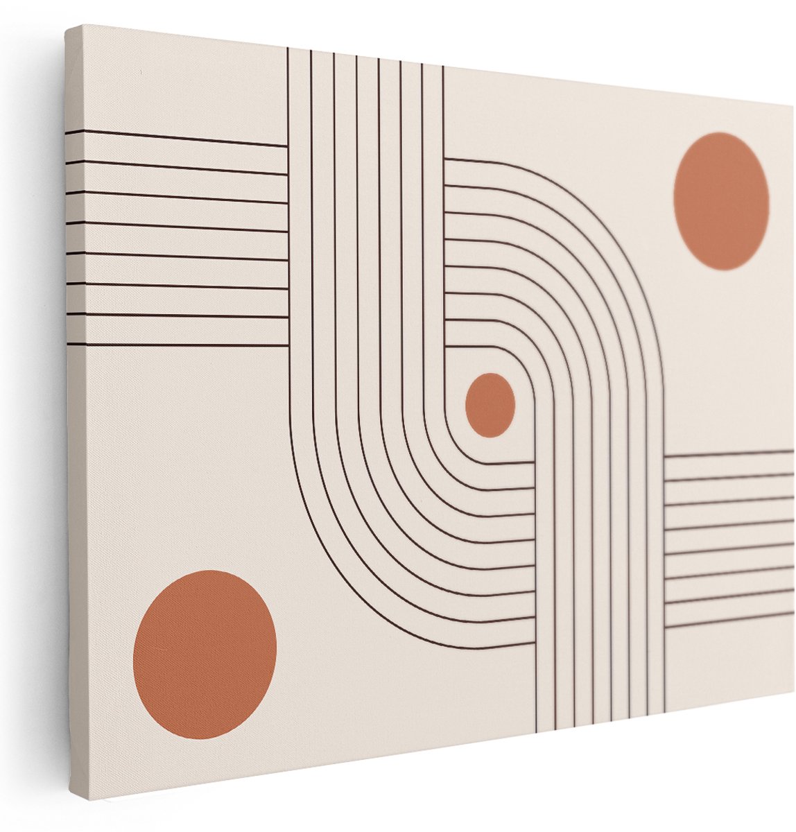 Artaza Canvas Schilderij Geometrisch - 160x120 cm - Groot - Wanddecoratie Abstract - Muurdecoratie Boho - Schilderijen Op Canvas Terracotta