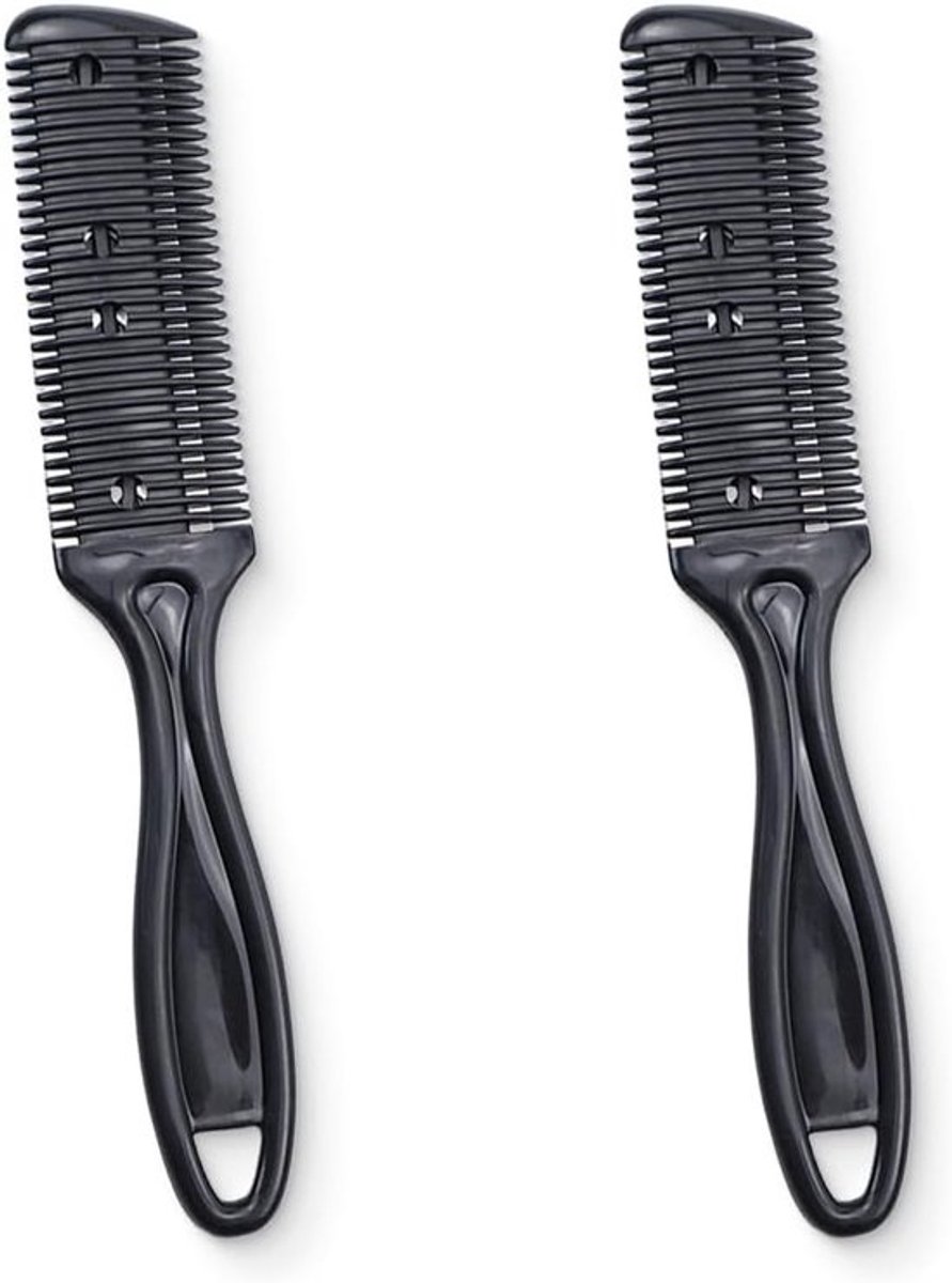 2x Dubbelzijdige Tondeusekam voor Uitdunnen en Knippen van Haar