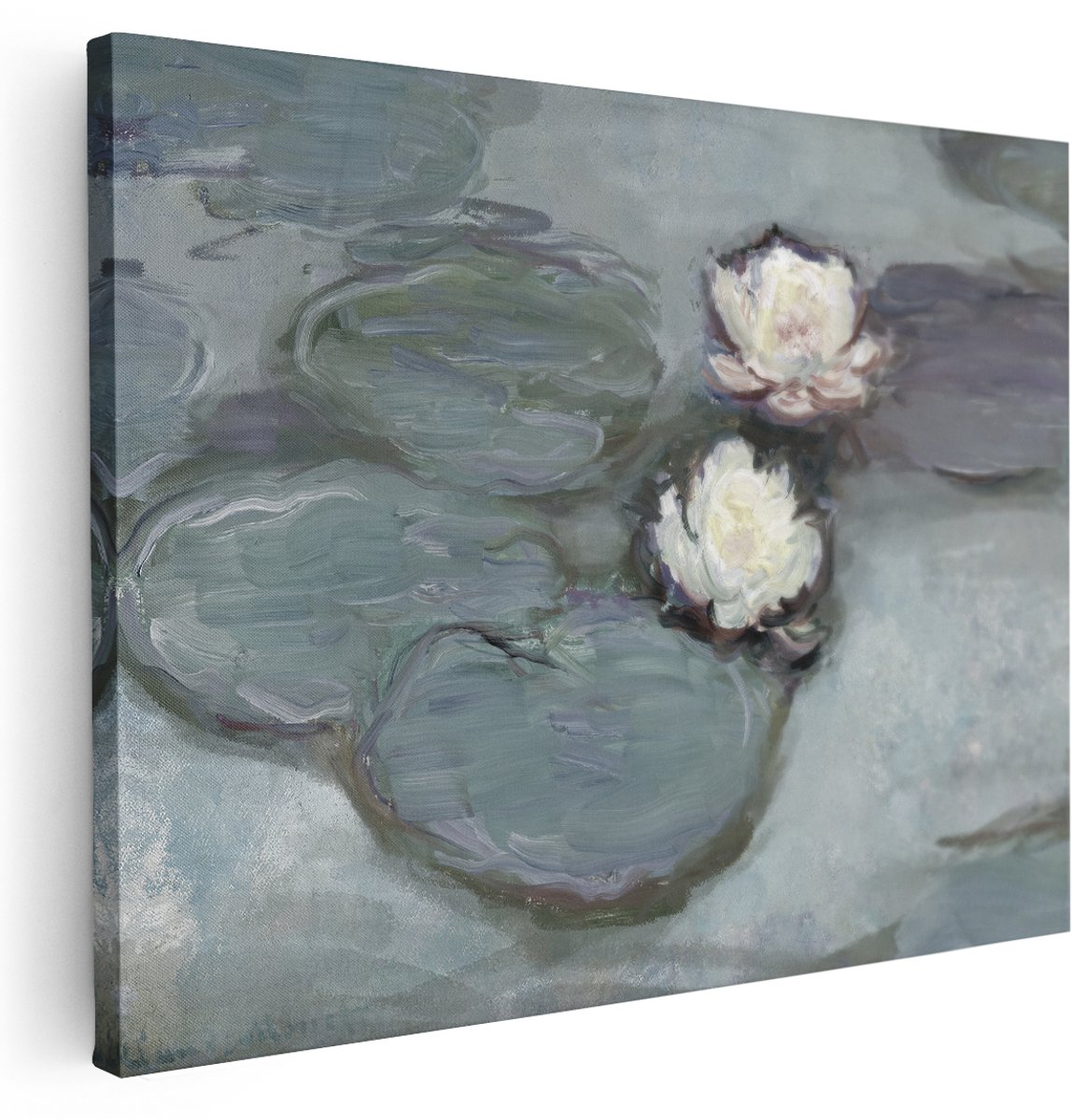 Artaza Canvas Schilderij Monet - 160x120 cm - Groot - Wanddecoratie Waterlelies - Muurdecoratie Bloemen Natuur - Schilderijen Op Canvas