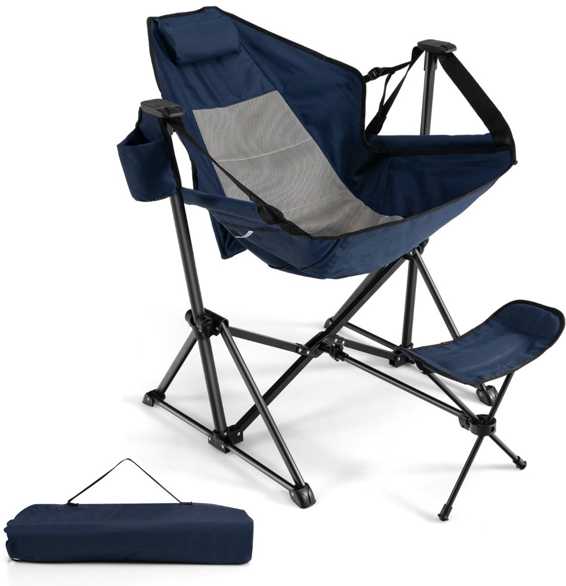 SureDeal® - Ligbed - Kampeerstoel - Voetensteun Opvouwbare Ligstoel - Buiten Verstelbare Rugleuning - 120x160x91 cm - Zwart