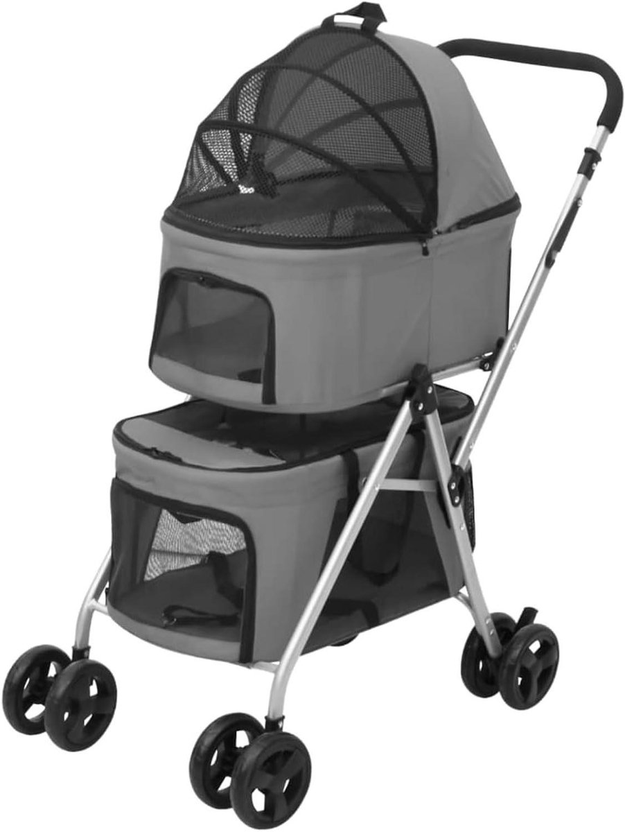 Huisdier Kinderwagen - Dierenbuggy - Buitenwandelingen Maken - Dubbellaags Ontwerp - 83x48x97 cm - Grijs