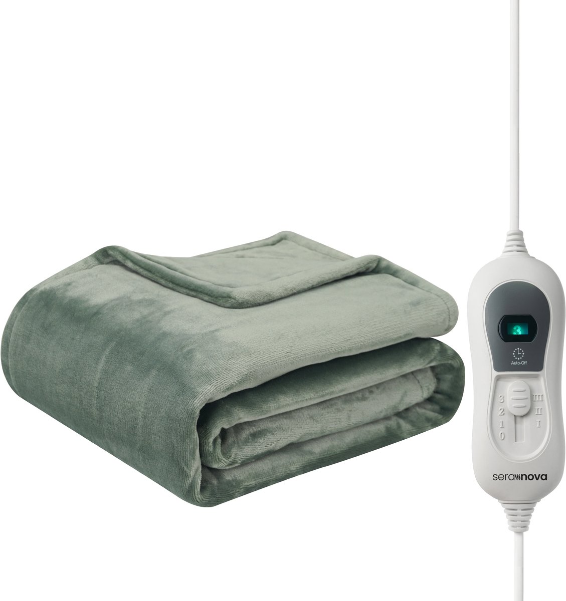 Seranova Elektrische Deken - 160x120 cm - 1 Persoons Warmtedeken - Dubbelzijdig Fleece - Knuffeldeken - Groen