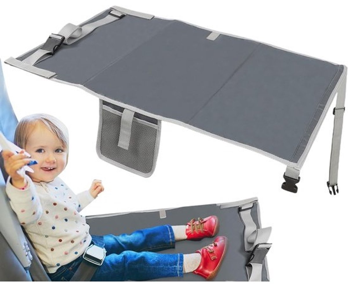 Vliegtuigbed Kind - Reis Hangmat - Comfortabel Slapen - Verstelbare Zitting - 76 x 44.5 cm - Zwart