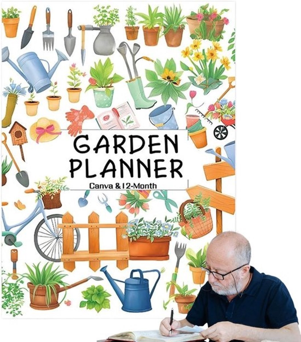 Tuindagboek - Plantenplanner Agenda - Tuin Organiseren - 12 Maanden Ondersteuning - 258 x 21 cm - Decoratief