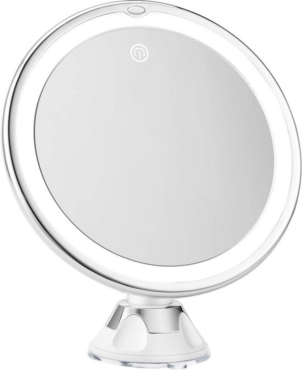 Vergrote Make-up Spiegel 10x met Verlichting en Zuignappen