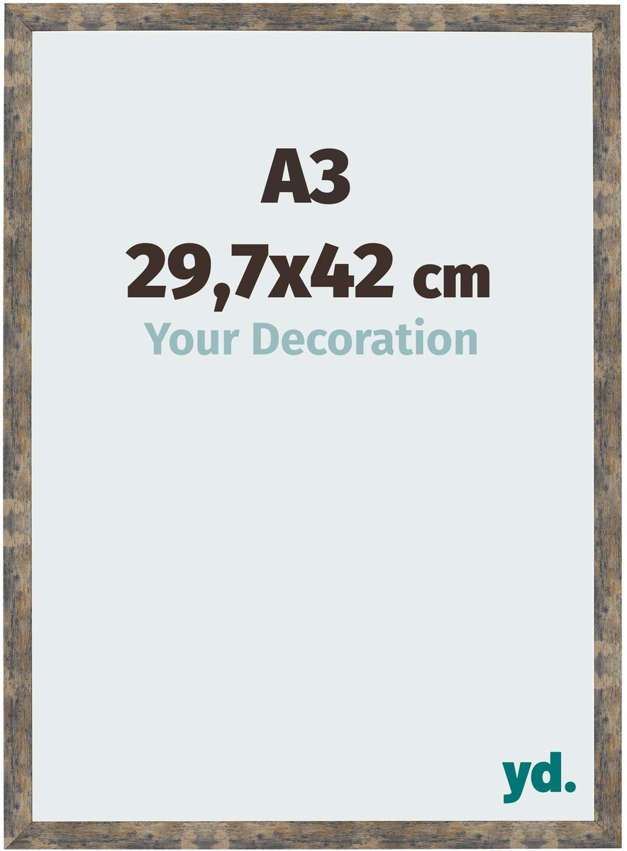 Your Decoration - Fotolijst A3 29,7x42 cm - MDF - Blauw Goud Gemeleerd - Bologna