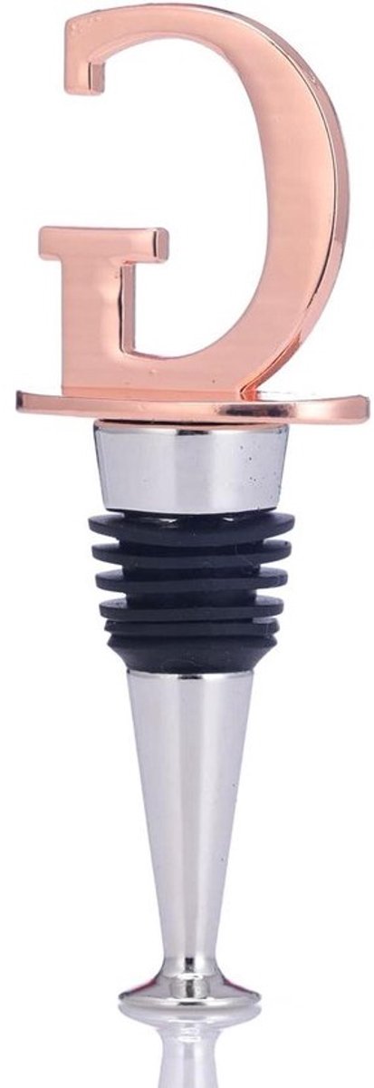 Wijnstopper - Flesstopper Wijn - Fles Afsluiten - Rosé Goud Plating - 40x105 mm - Rosé Goud