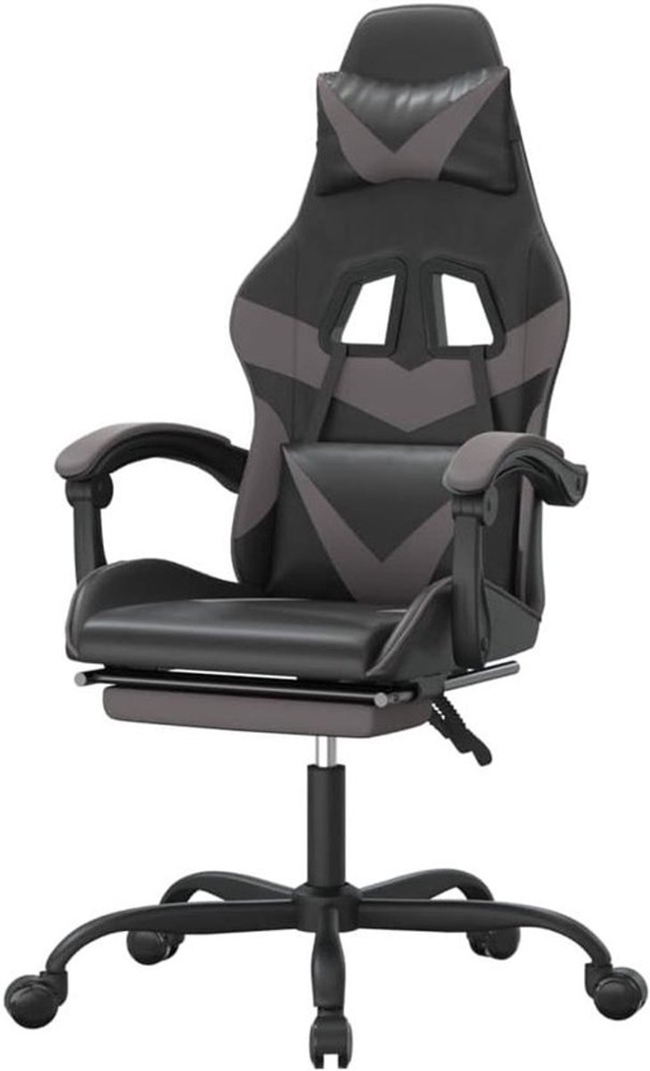 Gaming Stoel - Comfortabele Zetel - Langdurig Zitten - Verstelbare Rugleuning - 57.5 x 59.5 cm - Zwart Grijs