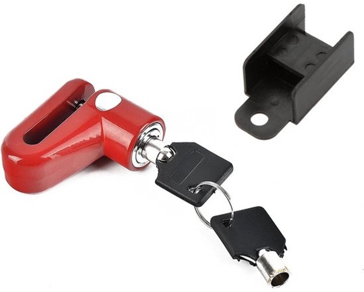 Draagbaar Schijfremslot voor Scooter, Fiets en Motor - Antidiefstal en Roestvrij Staal (Rood)