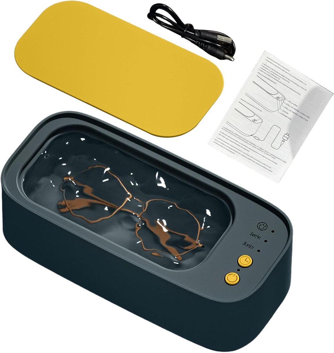 Ultrasoon Reiniger - Gebitsreiniger voor kunstgebit - 45Khz - 3 tijdfuncties - Kunstgebit & Prothese Schoonmaken - Sieraden Reiniger - Brillenbad - Voor Beugels & Protheses - voor bril, sieraden, horloges - Donkergroen