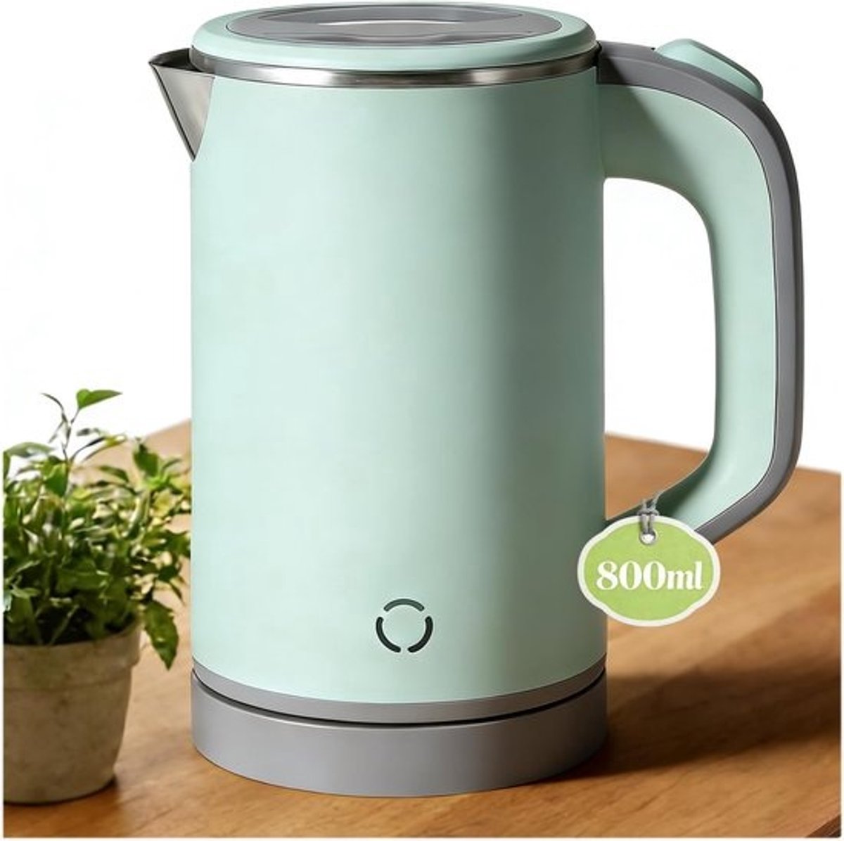 Elektrische Waterkoker - Mini Waterkoker - Snel Water Koken - Compact Design - 16x14x19cm - Groen