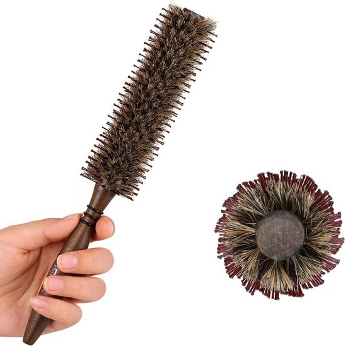 Ronde Föhnborstel met Zwijn- en Nylonharen (4,6 cm) voor Volume en Glans | Geschikt voor Kort, Fijn Haar en Baard