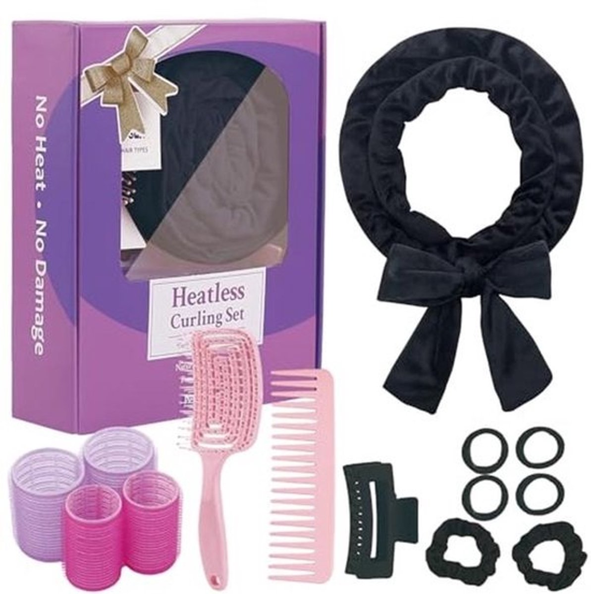 Hitteloze Curls Hoofdband - Haarrollers voor Nachtelijke Krullen, 70 inch Fluwelen Krulspelden voor Vrouwen en Meisjes