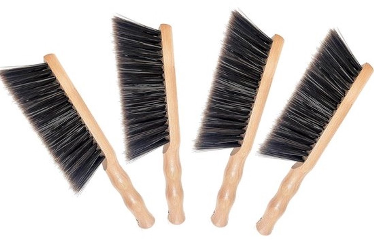 Set van 4 Houten Handvegers met Zachte Borstelharen voor Stof en Vuil