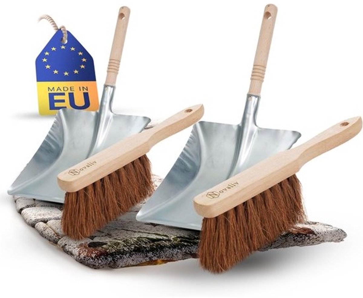 Set van 2 veegscheppen en handvegers met kokosborstelharen - Ideaal voor stof en vuil