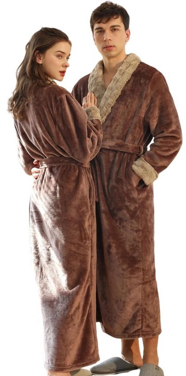 Zachte fleece badjas voor dames en heren - lange, pluche ochtendjas in grote maten