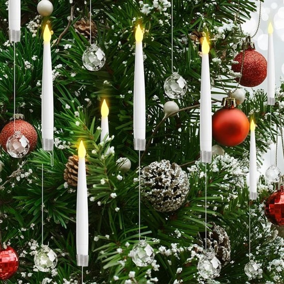 12x LED Kerstboomkaarsen met Afstandsbediening - Zwevende Flikkerende Kaarsen voor Kerst & Decoratie