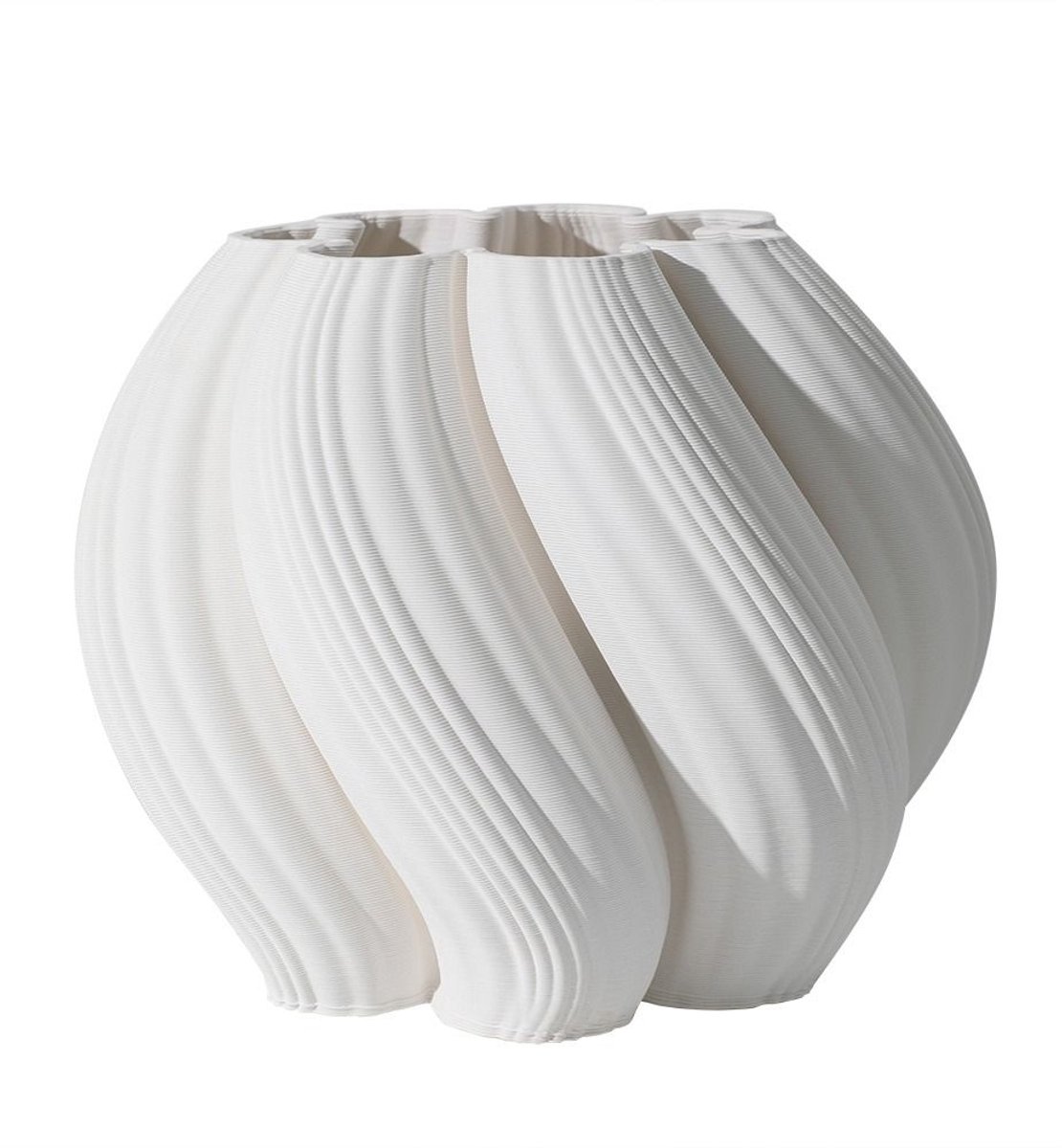 Fugurato Luca Vaas Wit - Keramiek met 3D-Ribbelstructuur - Ø25,7 x H20 cm