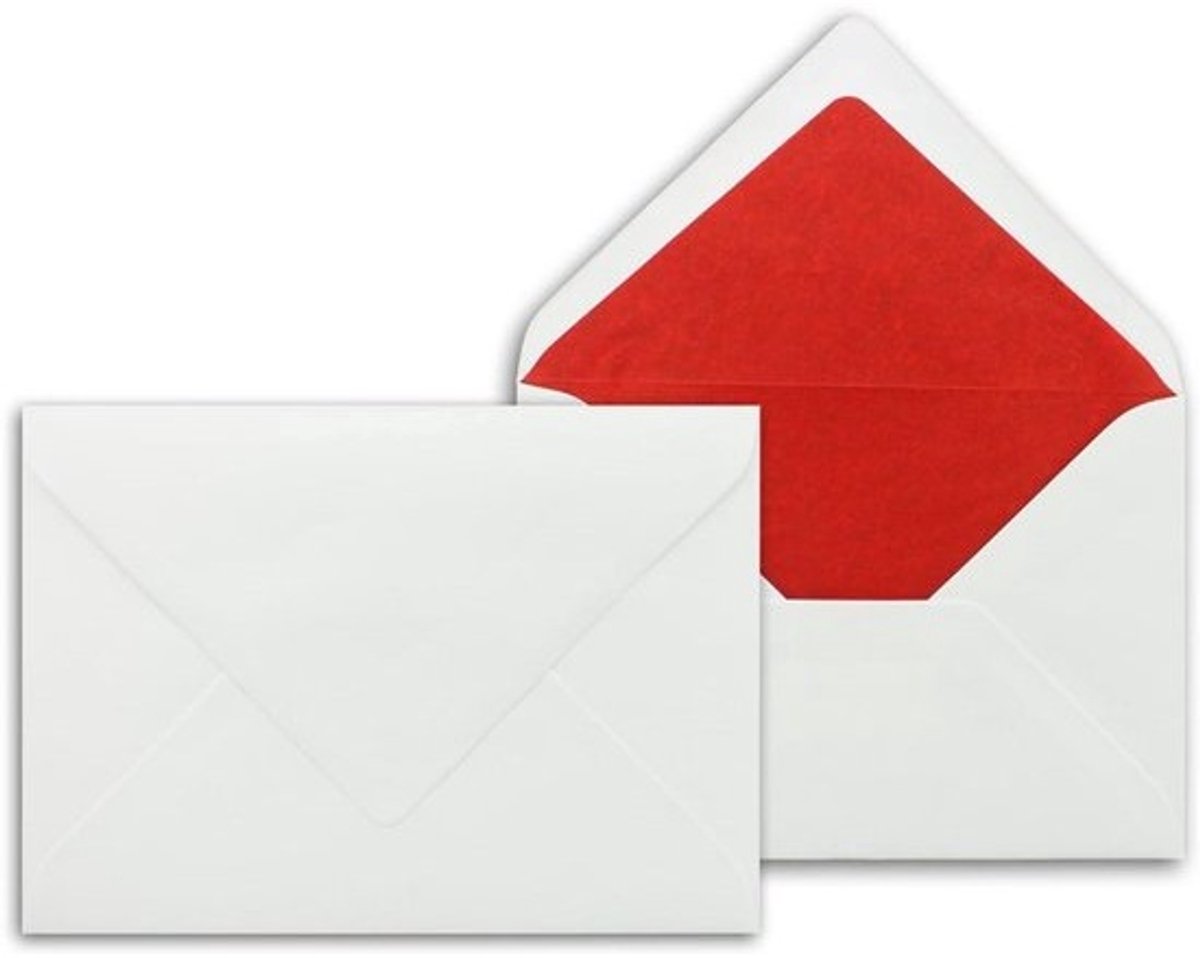 Enveloppen met zijden voering - Gevoerde enveloppen Luxe enveloppen - Kaarten versturen - Rode zijden binnenvoering