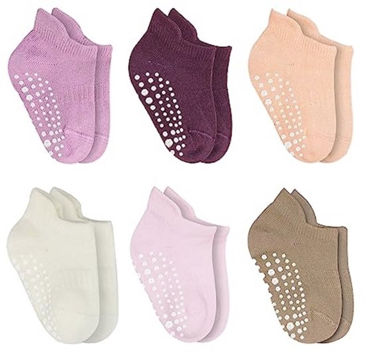 Katoenen Baby Sokken - 6 Paar, Antislip Sokken voor Pasgeborenen en Peuters (0-3 maanden tot 2-3 jaar)