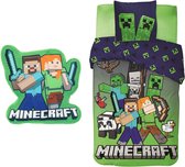 Minecraft slaapkamerset; dekbedovertrek en kussen