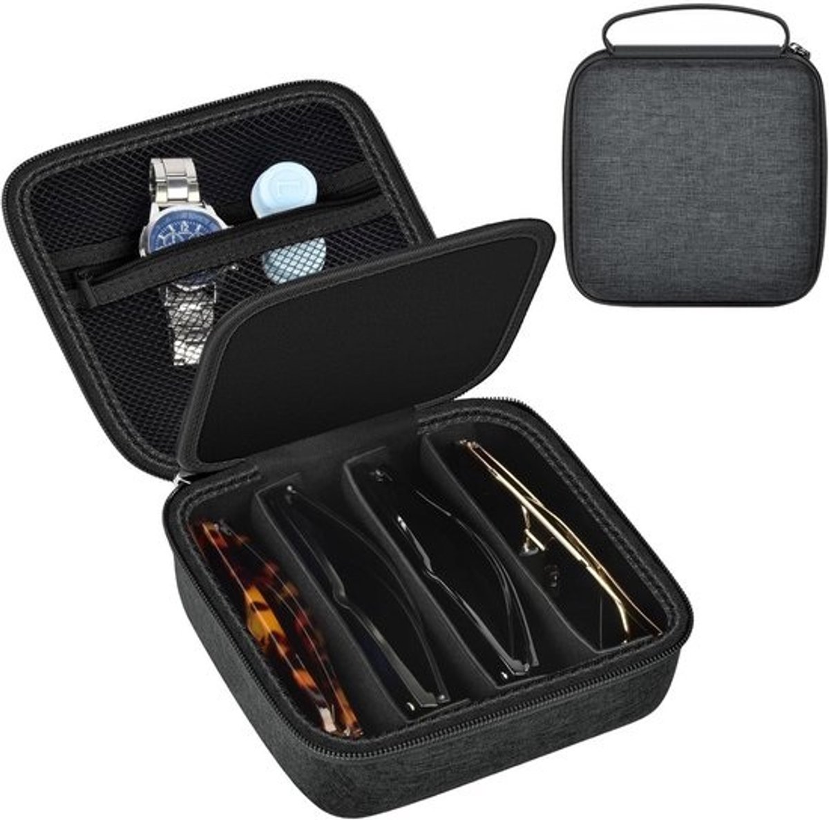 Stevige Zonbrilcase - Hard Case Beschermhoes voor Zonnebrillen en Optische Brillen