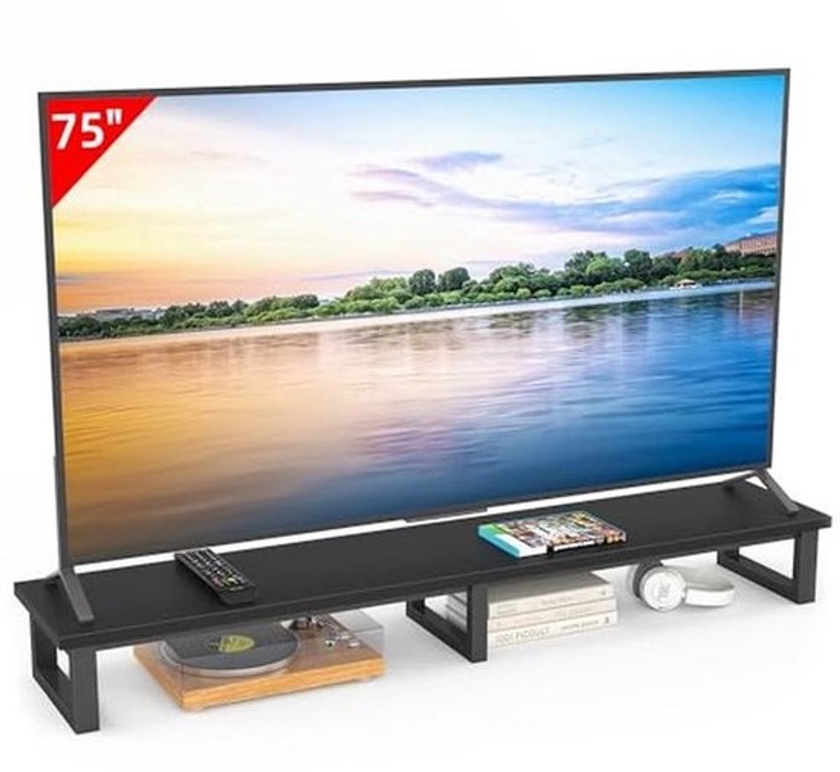 grote tv-verhoger voor 32-75 inch tv met stalen poten - ideaal voor thuiskantoor